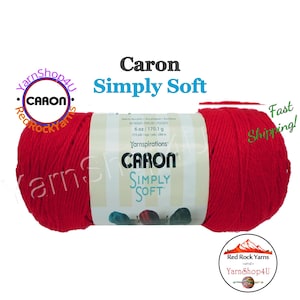 RED - Caron Simply Soft 6oz / 315yds (170g / 288m) 100% Acrylic yarn. Item H970039729