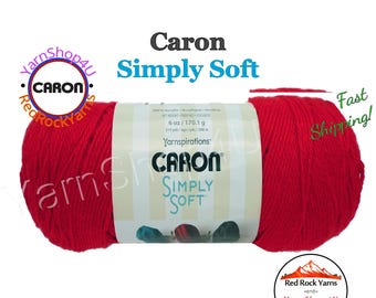 RED - Caron Simply Soft 6oz / 315yds (170g / 288m) 100% Acrylic yarn. Item H970039729