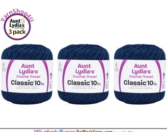 NAVY 3 pack! Aunt Lydia's Classic 10 Crochet Thread. 350yds. Item #154-0486