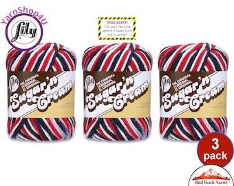 RED WHITE & BLUE 3 Pack! 2oz | 95yds. Lily Sugar N Cream The Original 100% Cotton Yarn. 2 ounces / 95 yards ea. 3 skeins Bulk Buy!