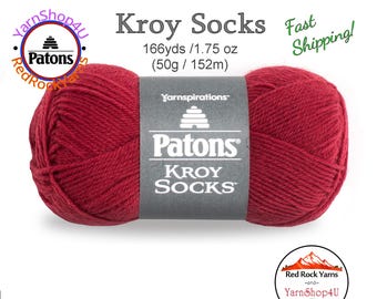 RED - Patons Kroy Socks Yarn is 1.75oz | 166yds Super Fine Weight (1) Sock Yarn. A Blend of 75/25% Wool/Nylon (50g | 152m)