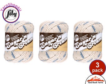 DENIM BLUE 3 Pack 2oz | 95yds each. Lily Sugar N Cream The Original 100% Cotton Yarn. 3 skeins Bulk Buy!