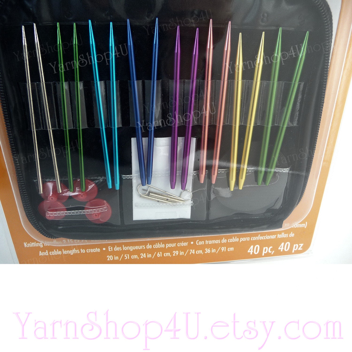 NEEDLEMASTER Interchangeable Circular Knitting Needle Set. 13 Size Tips  From 2 to 15 Plus 4 Different Length Cables and 2 Connectors 