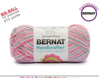 GRANITE PINK - 12oz | 573 yard! Bernat Handicrafter Big Ball 100% Cotton Yarn. Item 16203434030