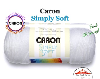 WHITE - Caron Simply Soft 6oz / 315yds (170g / 288m) 100% Acrylic yarn. Item H970039701
