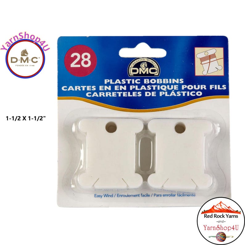 28pc DMC Plastic Bobbins. Easy to wind. Helps organize your floss threads. #6102/12 image 1