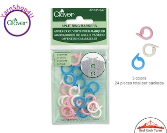 24pc Clover Split Ring Stitch Markers, Plastic Stitch Markers, Quality Split stitch holders, plastic stitch marker, Split Stitch Marker #347