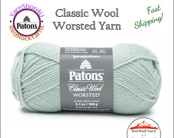MISTY GREEN - Patons Classic Wool Worsted Yarn Medium Weight (4). 100% wool yarn. 3.5oz | 194 yards (100g | 177m)