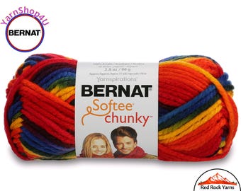 SCHOOL YARD OMBRE Bernat Softee Chunky Super Bulky Yarn. 2.8oz | 74yds | 100% Acrylic Yarn. Item 16112929134