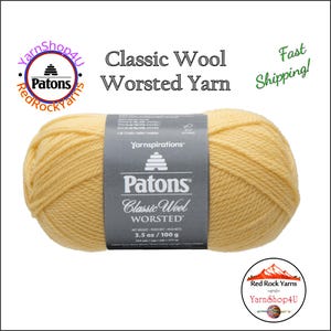 SUNSHINE - Patons Classic Wool Worsted Yarn Medium Weight (4). 100% wool yarn. 3.5oz | 194 yards (100g | 177m)