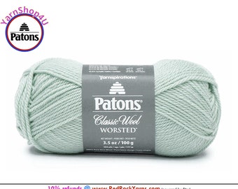 MISTY GREEN - Patons Classic Wool Worsted Yarn Medium Weight (4). 100% wool yarn. 3.5oz | 194 yards (100g | 177m)