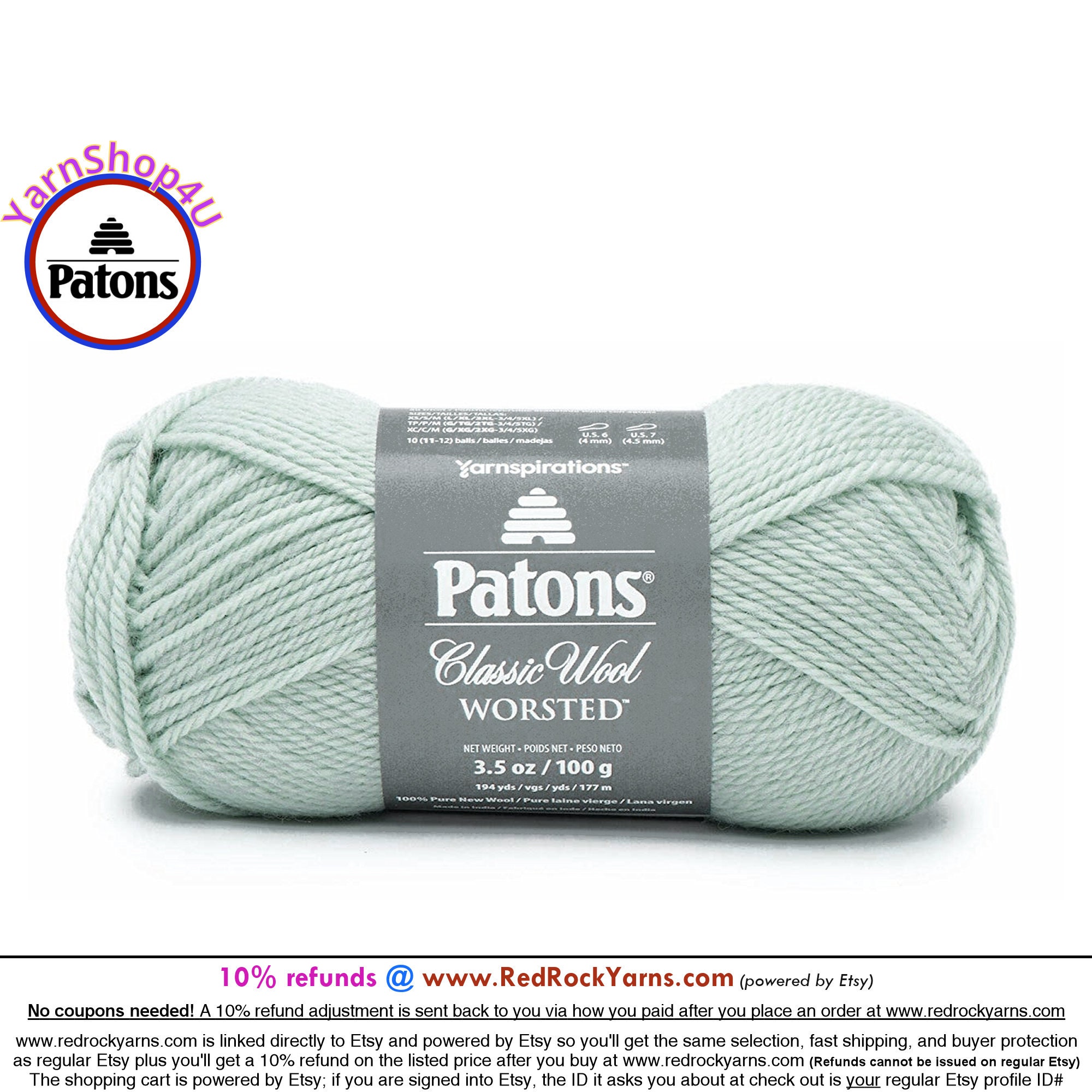  Patons Classic Wool, Grey Yarn, 1 Pack, Gray Mix