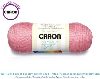 STRAWBERRY - Caron Simply Soft Collection 6oz / 315yds (170g / 288m) No Dye Lot. 100% Acrylic yarn. Item H97COL0015
