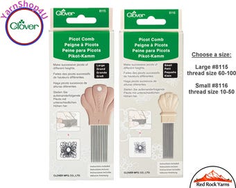 Clover Picot Comb: Large or Small. Make even picots of the different heights. Instructions included. Select Art No 8115 or 8116