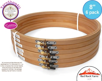 8" Pack of 6 Embroidery hoops. Frank A Edmunds / Colonial Needle Quality Hoops hard wood w/ Smooth rounded edges and screw caps. CNEH-8N