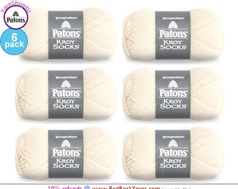 MUSLIN 6 Pack! Patons Kroy Socks Yarn is 1.75oz | 166yds Super Fine Weight (1) Sock Yarn. A Blend of 75/25% Wool/Nylon (50g | 152m)