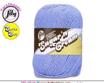 CORNFLOWER - Super Size 4oz | 190yds. 100% Cotton yarn. Original Lily Sugar N Cream. Solid Cotton Yarn (4 ounces | 190 yards)