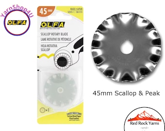 45mm SCALLOP & PEAK OLFA® Rotary Blade. Stainless Steel Olfa® Brand Rotary Cutting Blade. Decorative Edge. 1 Blade/pkg. #SCB45-1