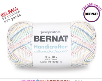 PRETTY PASTELS - 12oz | 573 yard! Bernat Handicrafter Big Ball 100% Cotton Yarn. Item 16203400065