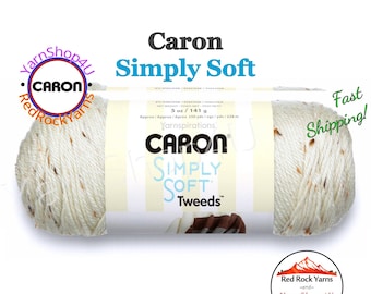 OFF WHITE (TWEED) - Caron Simply Soft Tweeds 5oz / 240yds (141g / 219m) 97% Acrylic yarn with 3 percent Viscose. Color #23001