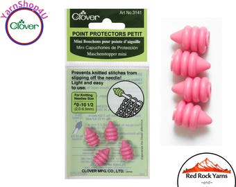 4 Clover Point Protectors Petite, Fits Needle sizes 0 - 10.5, 4 Pink Knitting Needle Protectors, Pink Soft Needle Tip Protectors. #3141