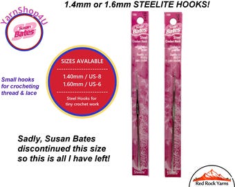 Steelite Crochet Hooks by Susan Bates for crocheting lace and thread. Steel Crochet hooks Sizes 1 (2.35mm) to 13/14 (.9mm) -- [Pick a size]