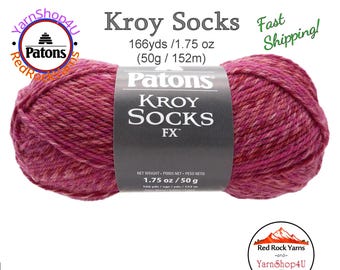 GERANIUM COLORS - Patons Kroy Socks Fx Yarn is 1.75oz | 166yds Super Fine Weight (1) Sock Yarn. A Blend of 75/25% Wool/Nylon (50g | 152m)