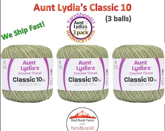 FROSTY GREEN 3 pack! Aunt Lydia's Classic 10 Crochet Thread. 350yds. Item #154-0661