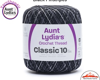 BLACK PINSTRIPES - Aunt Lydia's Classic 10 Crochet Thread. 300yds. Item #154-8561