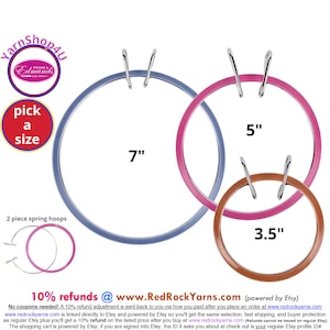 3.5&quot;, 5&quot;, or 7&quot; Tension Spring Hoops. For Embroidery, Cross Stitch, Needlework. By Frank Edmunds (made for Colonial). Pick a size.