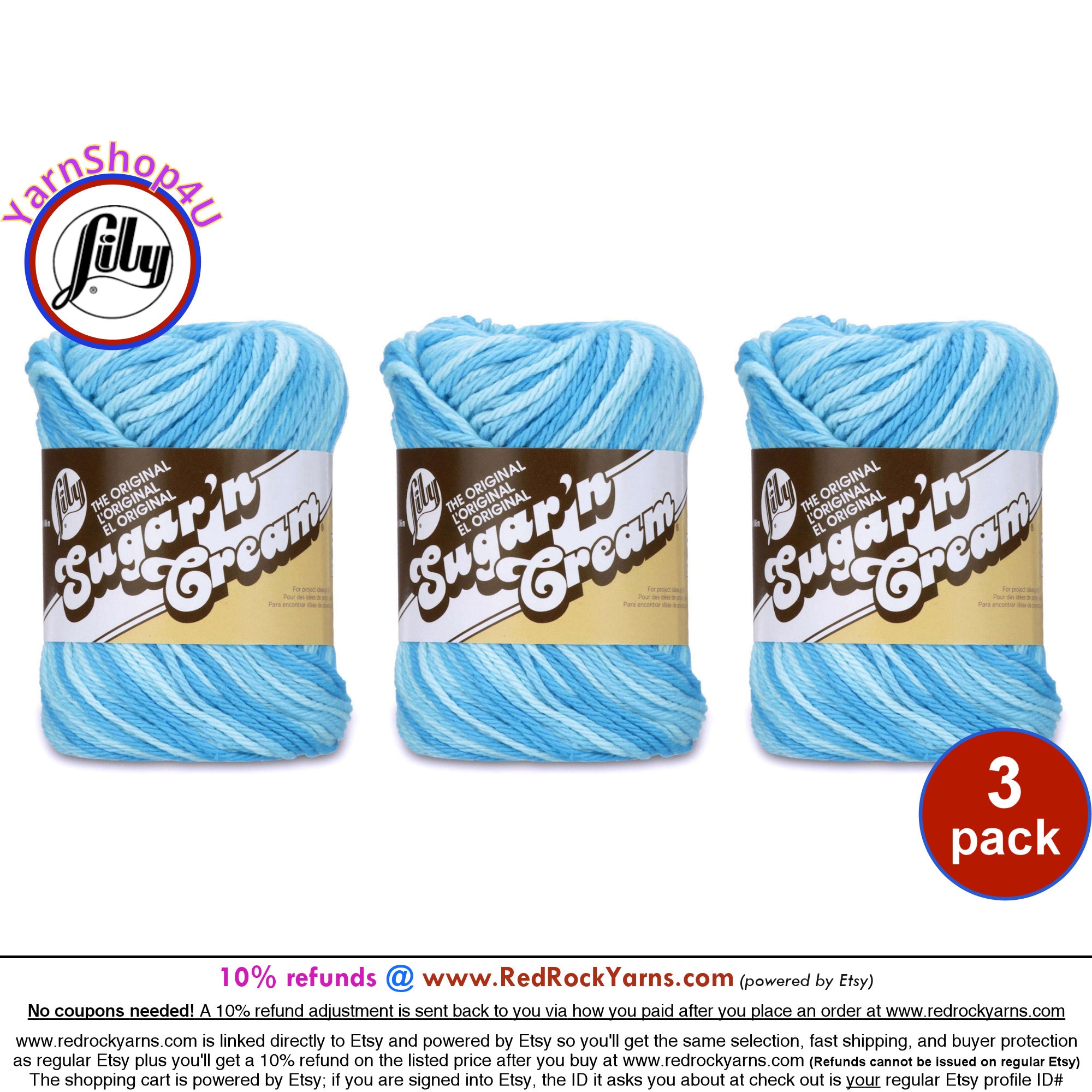 Lily Sugar N Cream Swimming Pool 100% Cotton Yarn, 2 Oz, Gauge 4