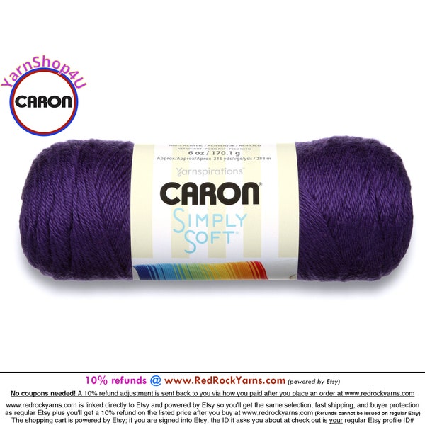 PURPLE - Caron Simply Soft 6oz / 315yds (170g / 288m) 100% Acrylic yarn. Item H970039781