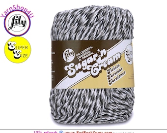 OVERCAST TWISTS - Super Size 3oz | 143yds Lily Sugar'n Cream Twists. 100% cotton yarn. Black, White and Gray Twisted Cotton Yarn