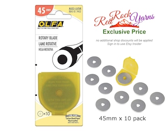 10 pack! OLFA 45mm Rotary Blades. #RB45-10. Lowest price. No additional item price discounts can be applied. Sign in to use Etsy Insider.