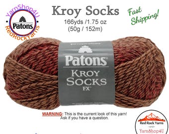 COPPER COLORS - Patons Kroy Socks FX Yarn is 1.75oz | 166yds Super Fine Weight (1) Sock Yarn. A Blend of 75/25% Wool/Nylon (50g | 152m)