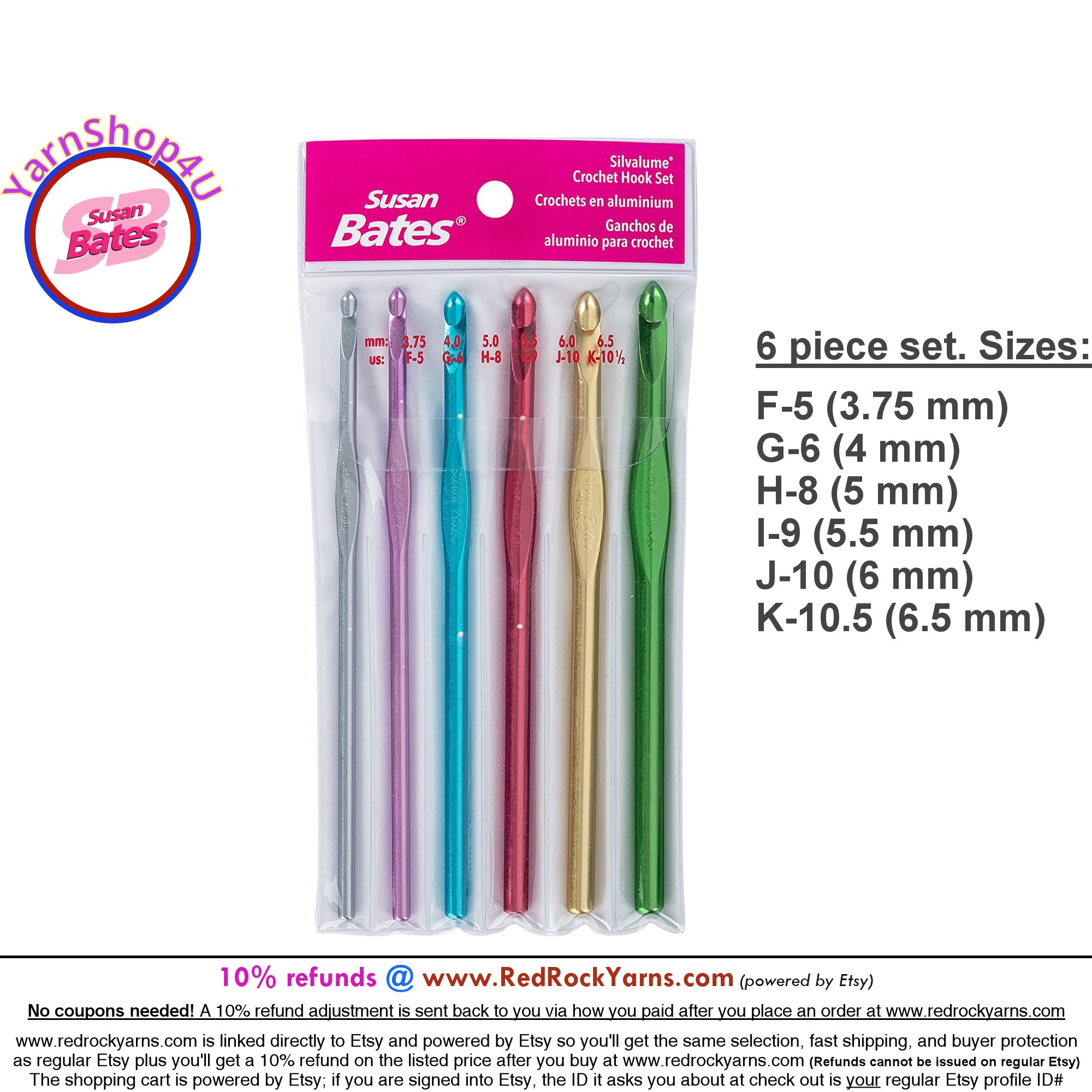 Susan Bates Silvalume Aluminum Crochet Hook Set