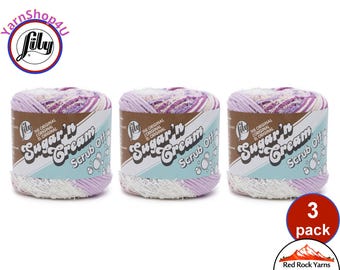 PRETTY PURPLE 3 Pack! Lily Scrub Off - 2.6oz | 106yds each. Lily Sugar'n Cream. 100% Textured Cotton Yarn. 3 skeins = Bulk Buy!
