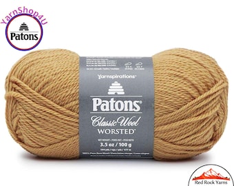 HONEY - Patons Classic Wool Worsted Yarn Medium Weight (4). 100% wool yarn. 3.5oz | 194 yards (100g | 177m)