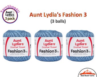 WARM BLUE Fashion 3 Size Aunt Lydia Crochet Thread. One 3 Pack of Aunt Lydia's Fashion 3 Crochet Thread. 3 balls/150yds each. Item #182.0175