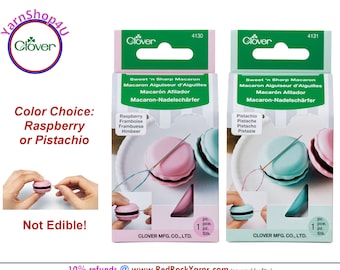 Clover Sweet'n Sharp Macaron. Magnetic Needle holder and sharpener. Available in Raspberry (#4130) and Pistachio (#4131)