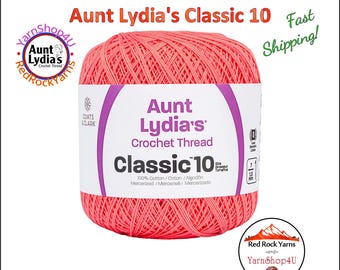 BRIGHT CORAL - Aunt Lydia's Classic 10 Crochet Thread. 350yds. Item #154-0672