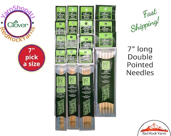 7" Bamboo DPNs. Clover Takumi Double Point Knitting Needles. 7 inches long. 5 needles per package. Sizes 0 to 15 [Article #3015]