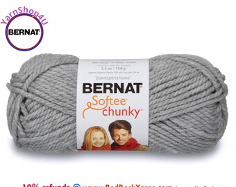GRAY HEATHER Bernat Softee Chunky Yarn Super Bulky Yarn. 3.5oz | 108yds | 100% Acrylic Yarn. Item 16112828046