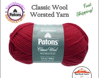 SCARLET - Patons Classic Wool Worsted Yarn Medium Weight (4). 100% wool yarn. 3.5oz | 194 yards (100g | 177m)