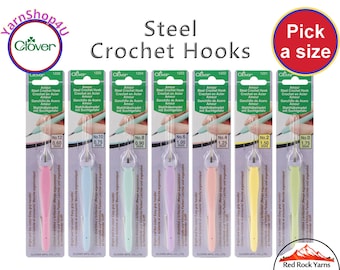 Clover Amour Steel Crochet Hooks. Comfort grip handle. For Lace and Crochet Thread projects. Pick from 12 to 0 (.6mm - 1.75mm) #1220 - #1226