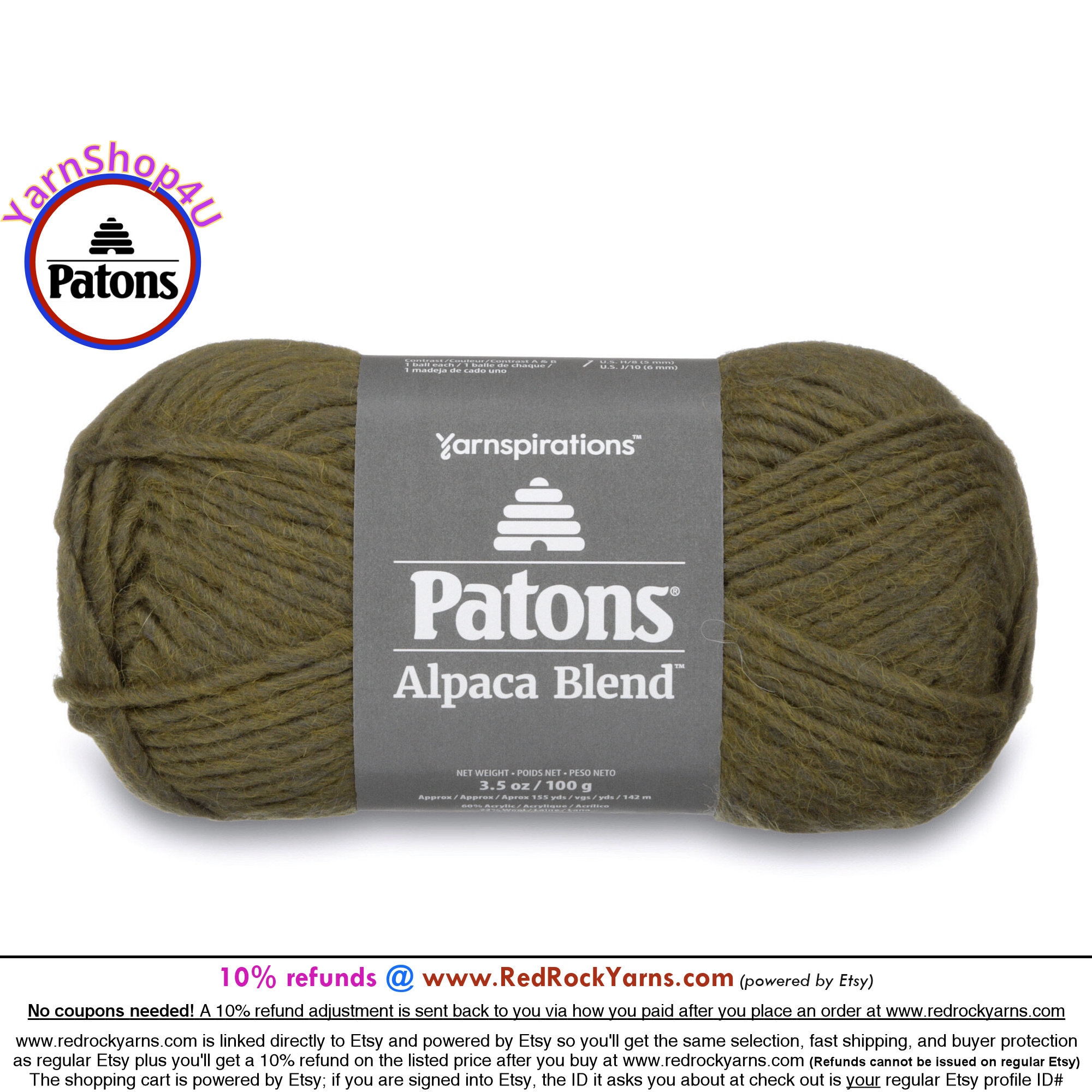 Patons Classic Wool Dark Gray Yarn - 5 Pack of 3.5oz/100g - Wool - 5 Bulky  - 120 Yards - Knitting/Crochet