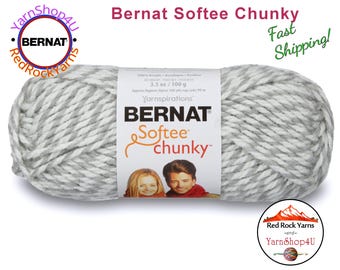 GRAY RAGG Bernat Softee Chunky Yarn Super Bulky Yarn. 3.5oz | 108yds | 100% Acrylic Yarn. Item 16112828047