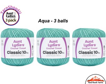 AQUA 3 pack! Aunt Lydia's Classic 10 Crochet Thread. 350yds. #154-0450