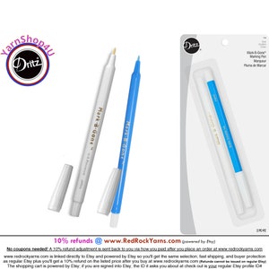 Dritz Mark-B-Gone Combo Pack 2/Pkg. Includes 1 Blue and 1 White Water Soluble Fabric Markers. Remove lines with a Damp Cloth. Dritz #710