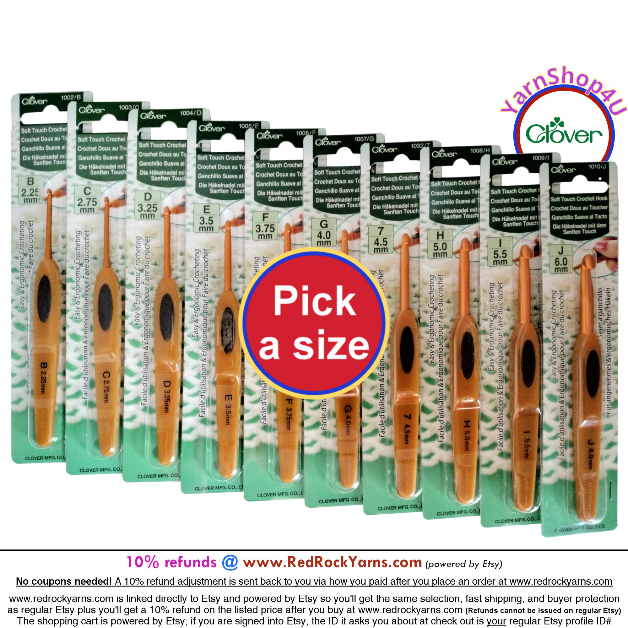 SOFT TOUCH Clover Crochet hooks. Ergonomic soft grip with aluminum